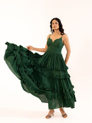 Emerald Green Tiered Ruffle Maxi Dress