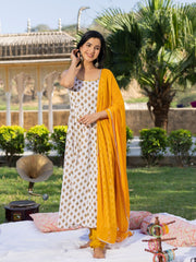 Binita Hand Block Cotton Anarkali Suit Set