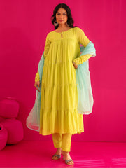 Raahi Green Hand Embroidered Anarkali Suit Set