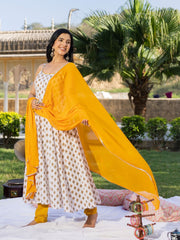 Binita Hand Block Cotton Anarkali Suit Set