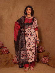 Leaf Batik Hand Block Print Cotton Kurta