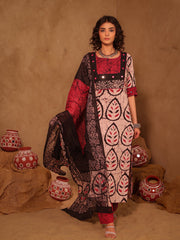 Leaf Batik Hand Block Print Cotton Kurta