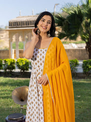 Binita Hand Block Cotton Anarkali Suit Set
