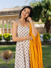 Binita Hand Block Cotton Anarkali Suit Set