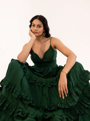 Emerald Green Tiered Ruffle Maxi Dress