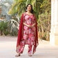 Coral Floral Maslin Hand Embroidered Suit Set