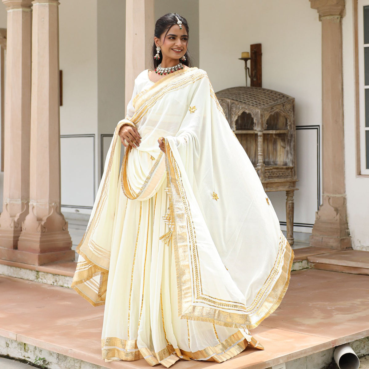 Naina Lemon Georgette Gota Work Lehnga Set