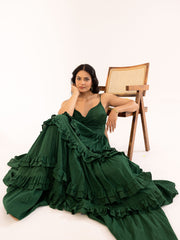 Emerald Green Tiered Ruffle Maxi Dress