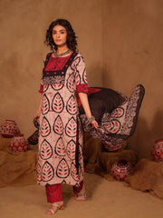 Leaf Batik Hand Block Print Cotton Kurta