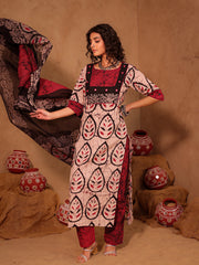 Leaf Batik Hand Block Print Cotton Kurta