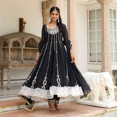 Mariam Black Heavy Gota Work Anarkali Suit Set