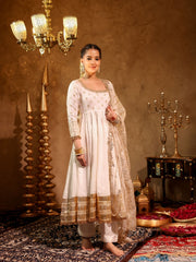 Noor-e-Safed Silk Anarkali Suit Set