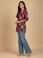Riya Hand block Plum Kurti