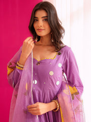 Nitara Cotton Handpainted Mirror Work Anarkali Suit Set