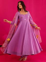 Nitara Cotton Handpainted Mirror Work Anarkali Suit Set