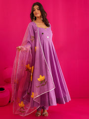 Nitara Cotton Handpainted Mirror Work Anarkali Suit Set