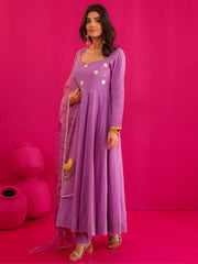 Nitara Cotton Handpainted Mirror Work Anarkali Suit Set