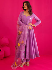 Nitara Cotton Handpainted Mirror Work Anarkali Suit Set
