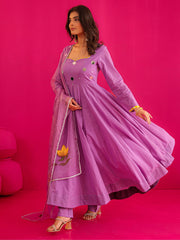 Nitara Cotton Handpainted Mirror Work Anarkali Suit Set