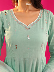 Suhani Pure Cotton Handpainted Anarkali Kurta Set