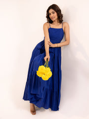 Sapphire - Royal Blue Cotton Tiered Maxi Dress
