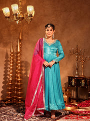 Priyanka Blue Zardozi Anarkali Suit Set