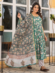 Asheera Ruhani Hand Block Anarkali Suit Set