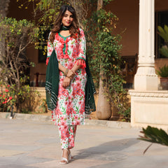 Aastha White Floral Straight Suit Set