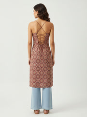 Hand Block Ajrakh Print Slip Cotton Kurti