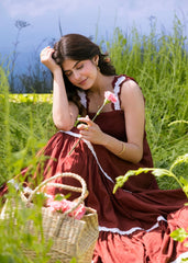 maroon pure mul cotton maxi gown