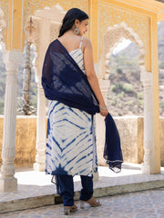 Blue Mirror Work Cotton Suit Set