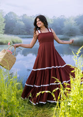 maroon pure mul cotton maxi gown