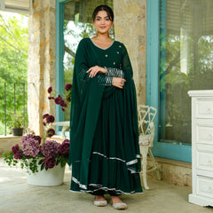 Teej Green Aari Work Anarkali Suit Set