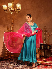 Priyanka Blue Zardozi Anarkali Suit Set