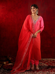 Gulabi Chaandni Mirror Work Ombre Suit Set