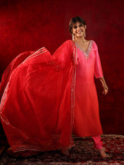 Gulabi Chaandni Mirror Work Ombre Suit Set