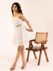 White Lace work Mini Dress