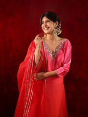 Gulabi Chaandni Mirror Work Ombre Suit Set