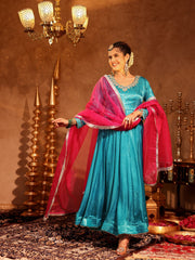 Priyanka Blue Zardozi Anarkali Suit Set