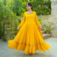 Sakhi Yellow Lace Work Anarkali Suit Set