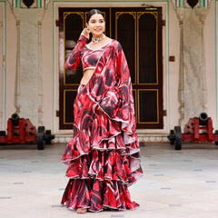 Jahanvi Red Tie Dye Draped Saree with blouse