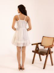 White Lace work Mini Dress