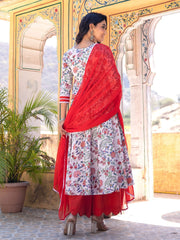 Myra Hand Block Cotton Anarkali Suit Set
