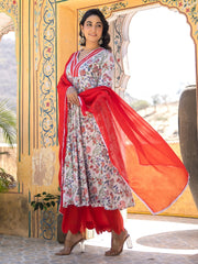 Myra Hand Block Cotton Anarkali Suit Set