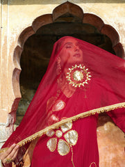 Jugni Maroon Mul Chanderi Gota Work Farsi Set