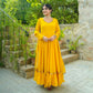 Sakhi Yellow Lace Work Anarkali Suit Set