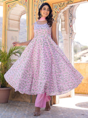 Charvi Hand Block Cotton Anarkali Suit Set