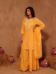 Yellow Hand Block Print Cotton Sharara Set
