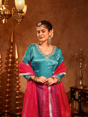 Priyanka Blue Zardozi Anarkali Suit Set