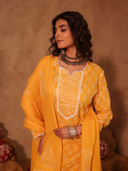 Yellow Hand Block Print Cotton Sharara Set
